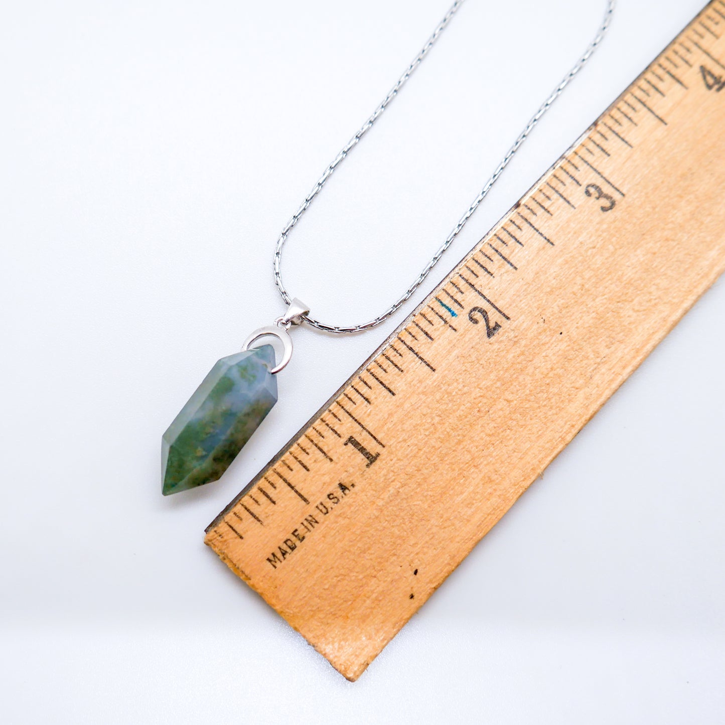 Double Point Moss Agate Necklace