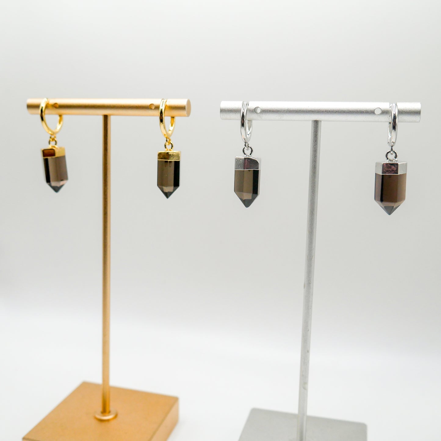 Grounding Smoky Quartz Huggy Hoops