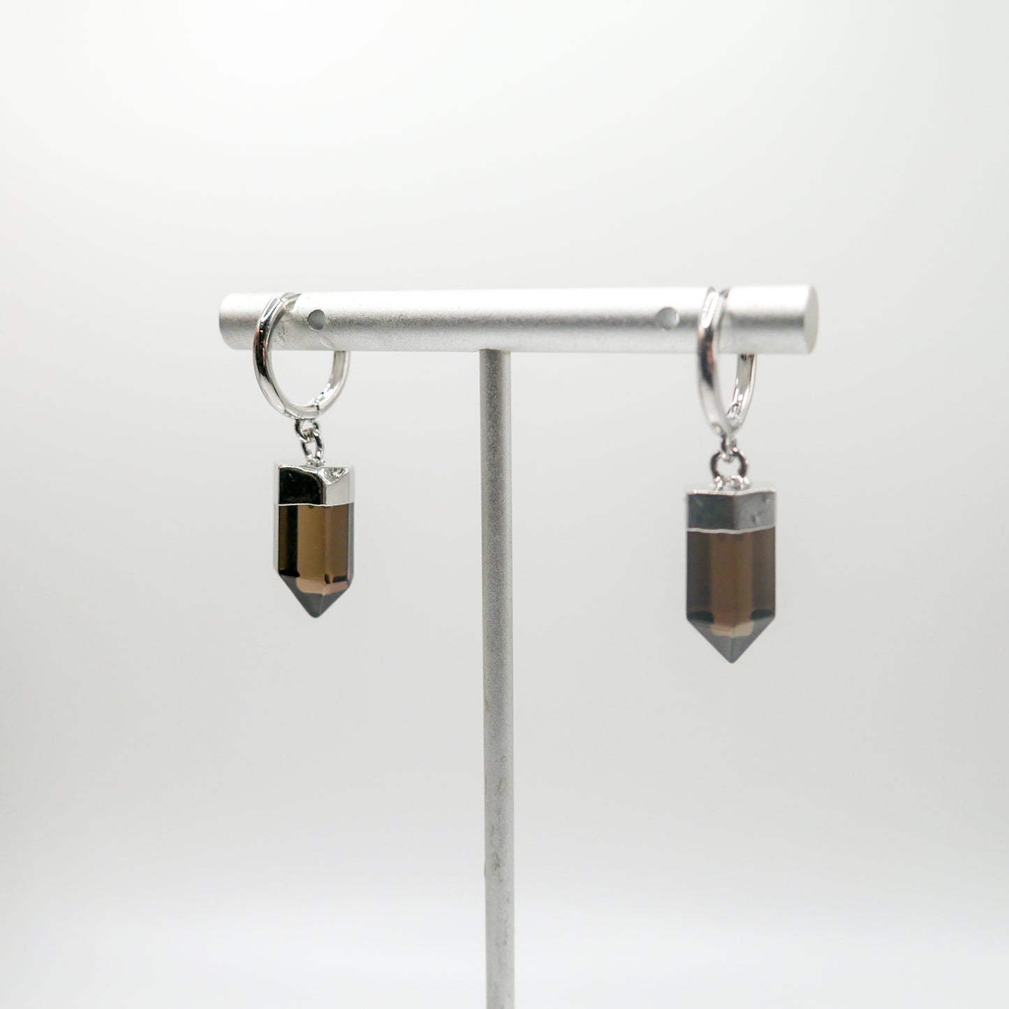 Grounding Smoky Quartz Huggy Hoops