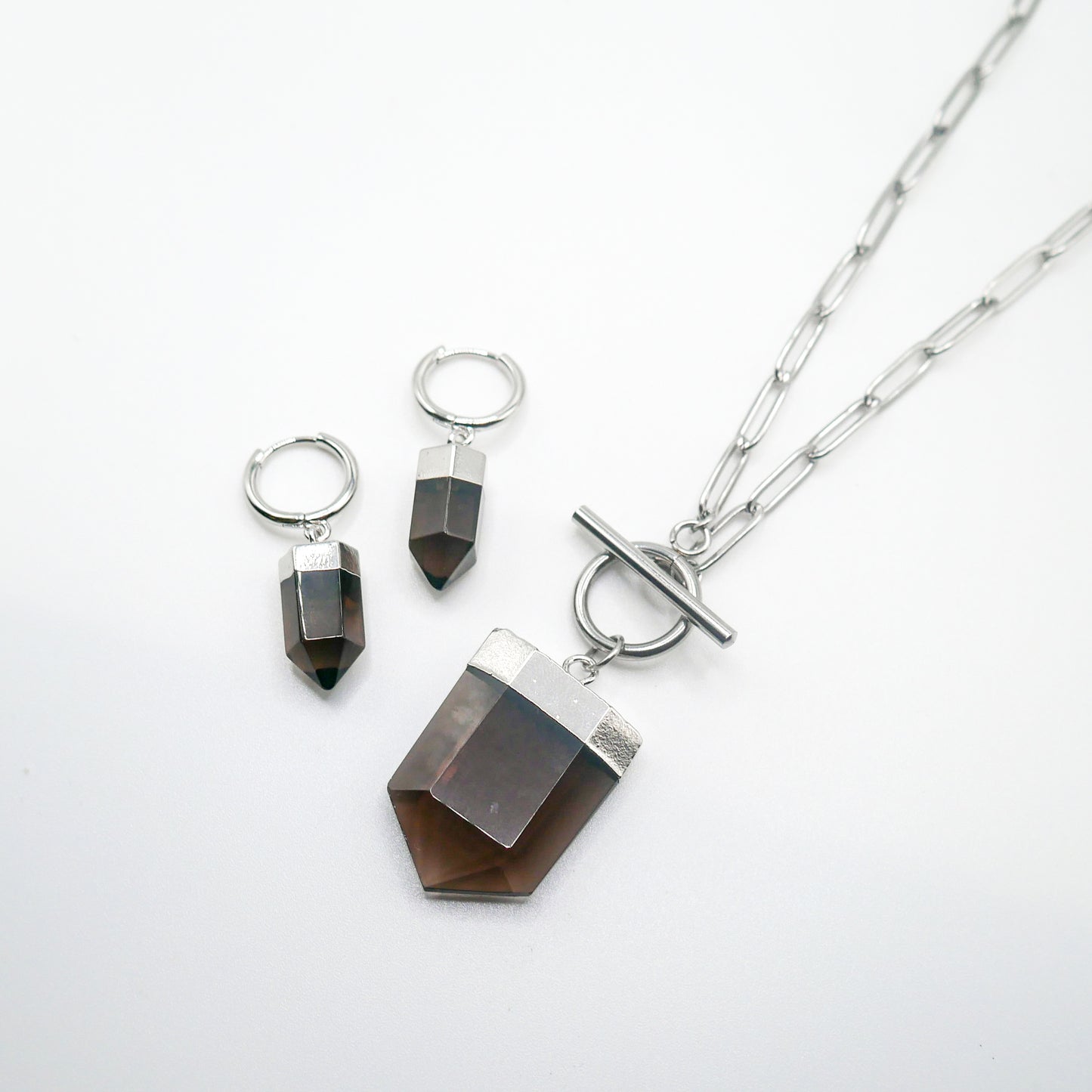 Grounding Smoky Quartz Necklace and Earring Bundle