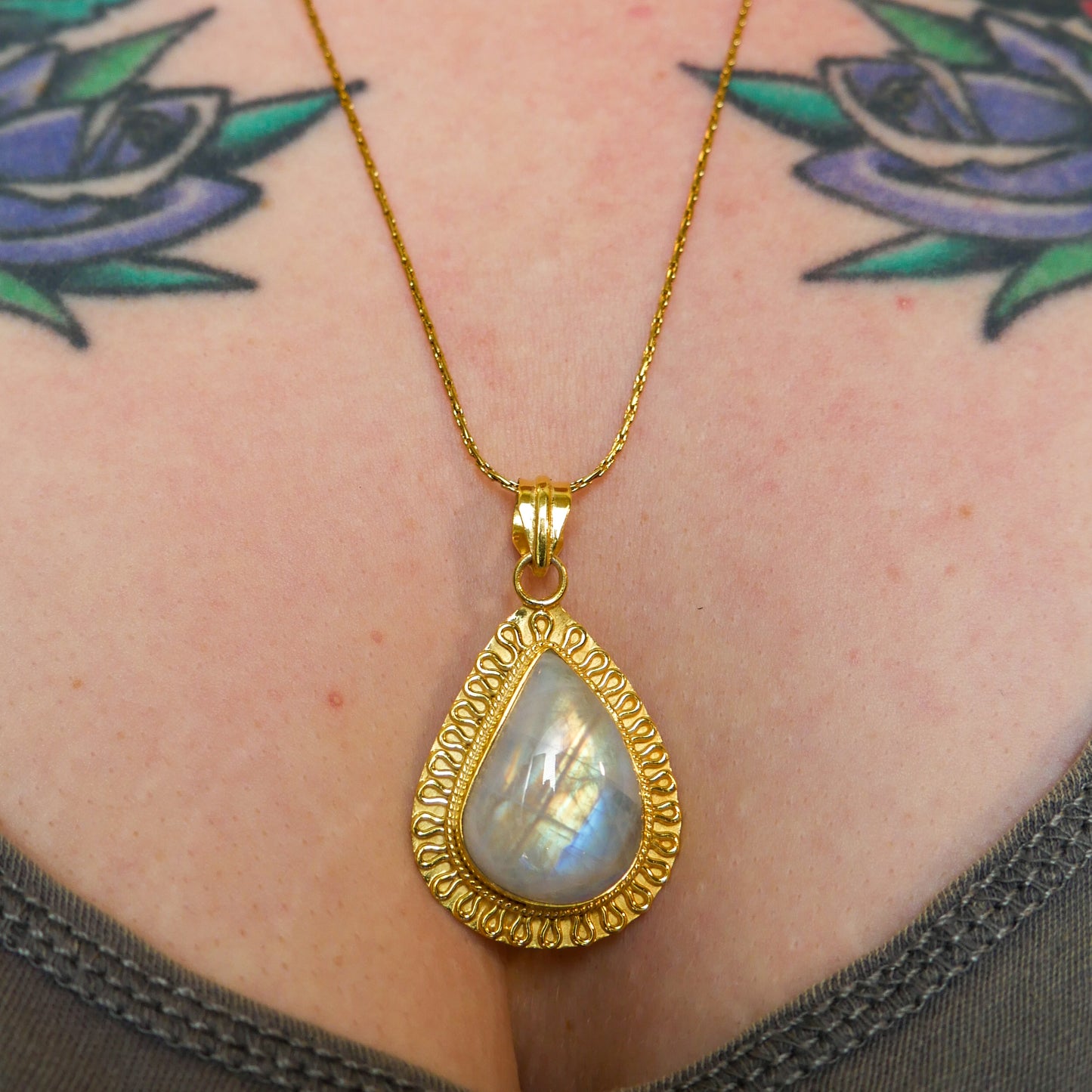Lunar Trickle Moonstone Necklace