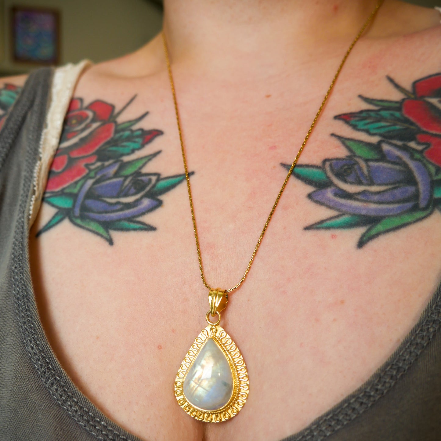Lunar Trickle Moonstone Necklace