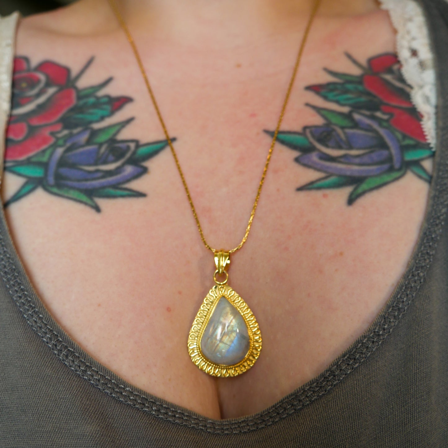 Lunar Trickle Moonstone Necklace