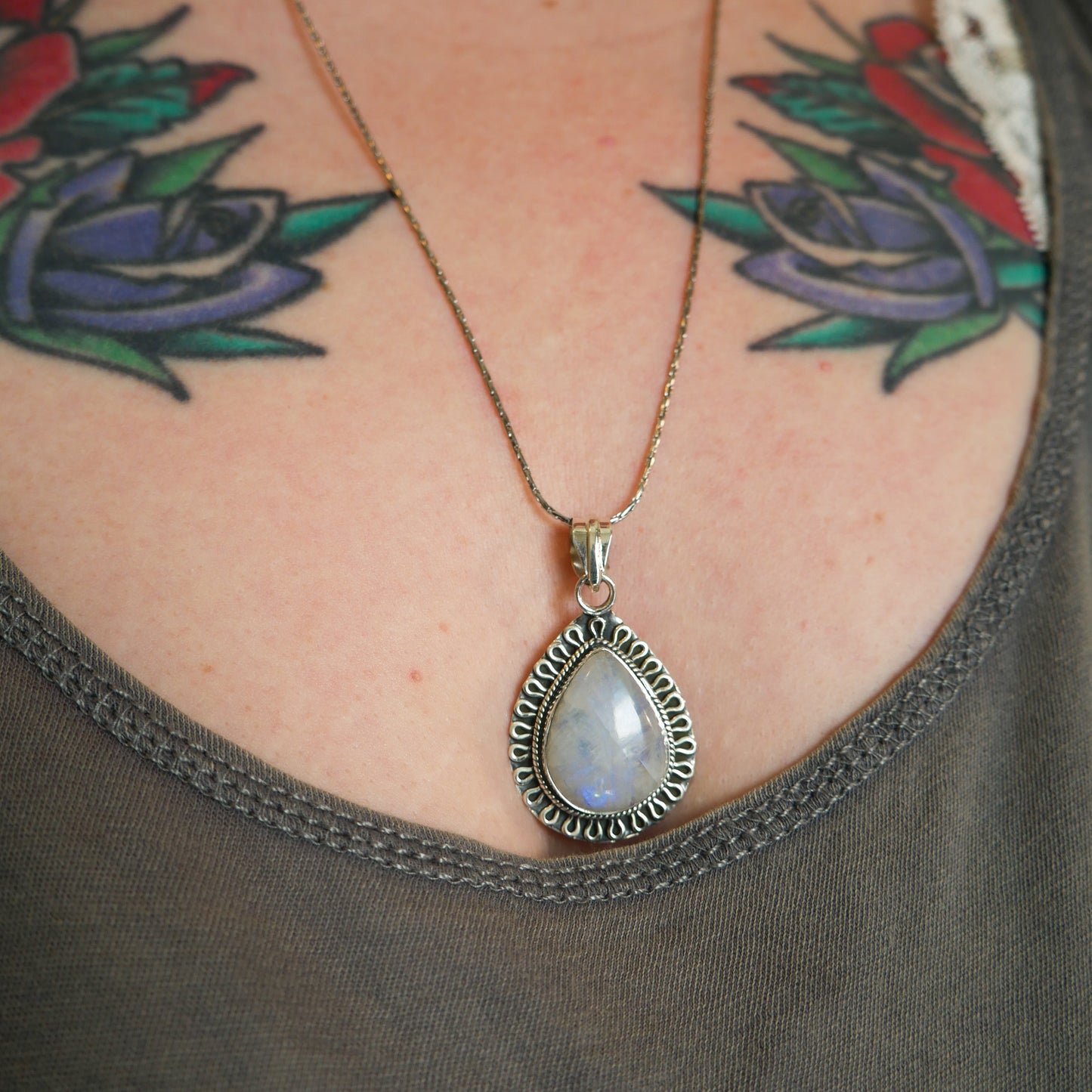 Lunar Trickle Moonstone Necklace