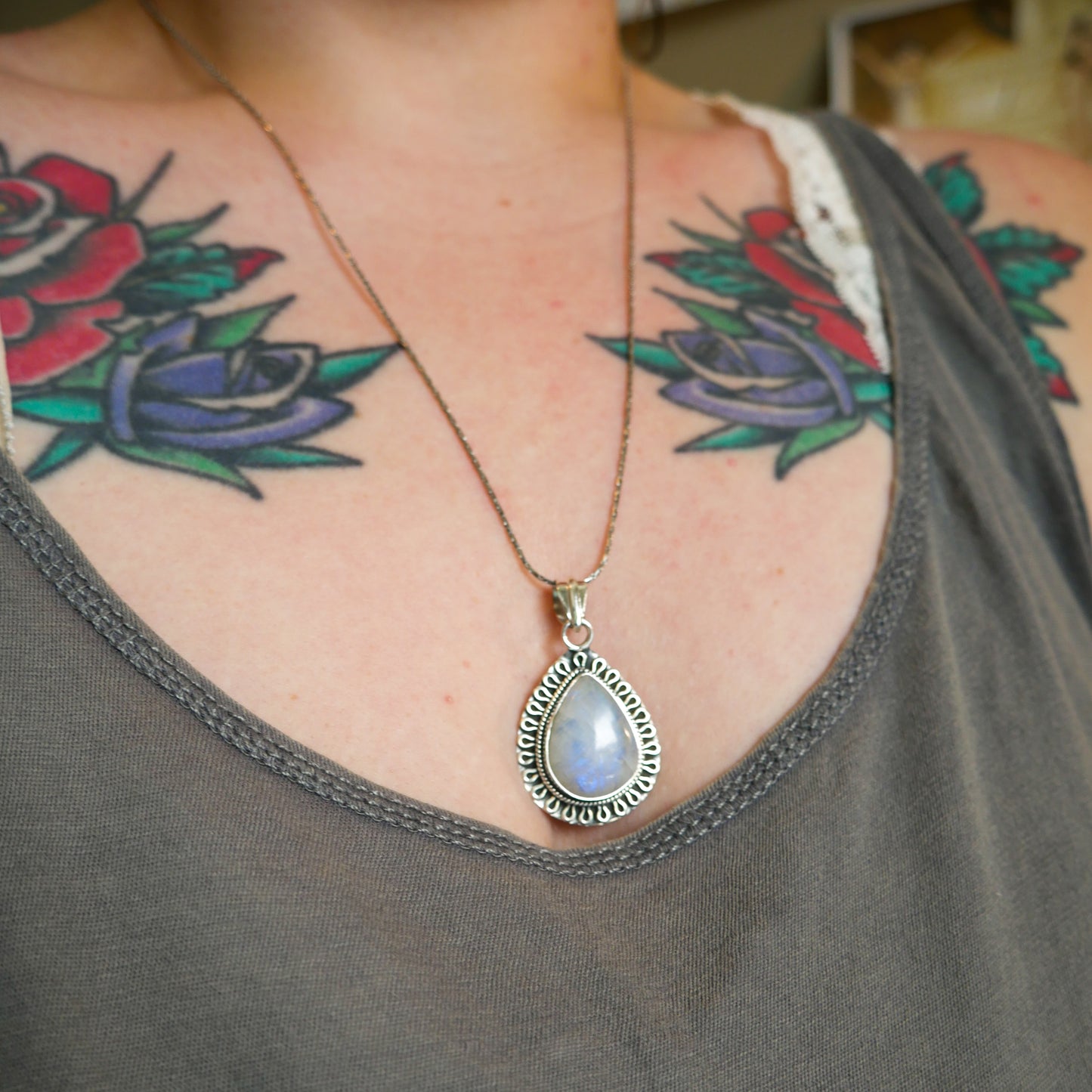 Lunar Trickle Moonstone Necklace