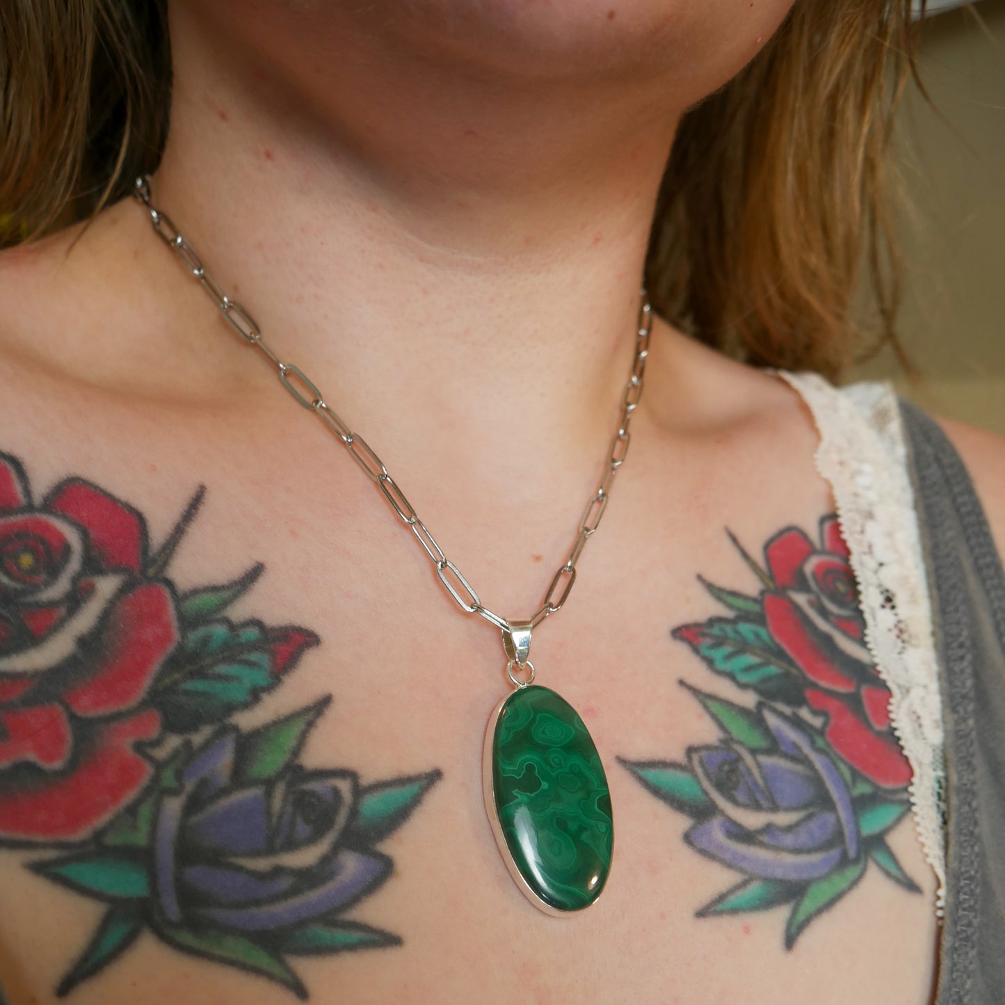 Oval Malachite necklace