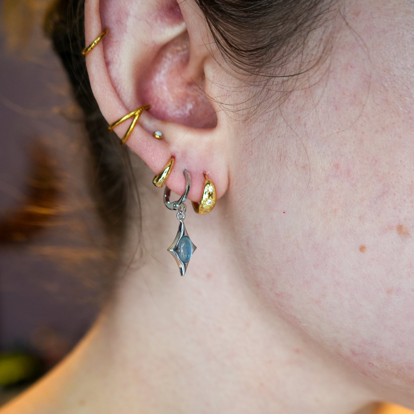 Northern Star Crystal Huggy Hoops