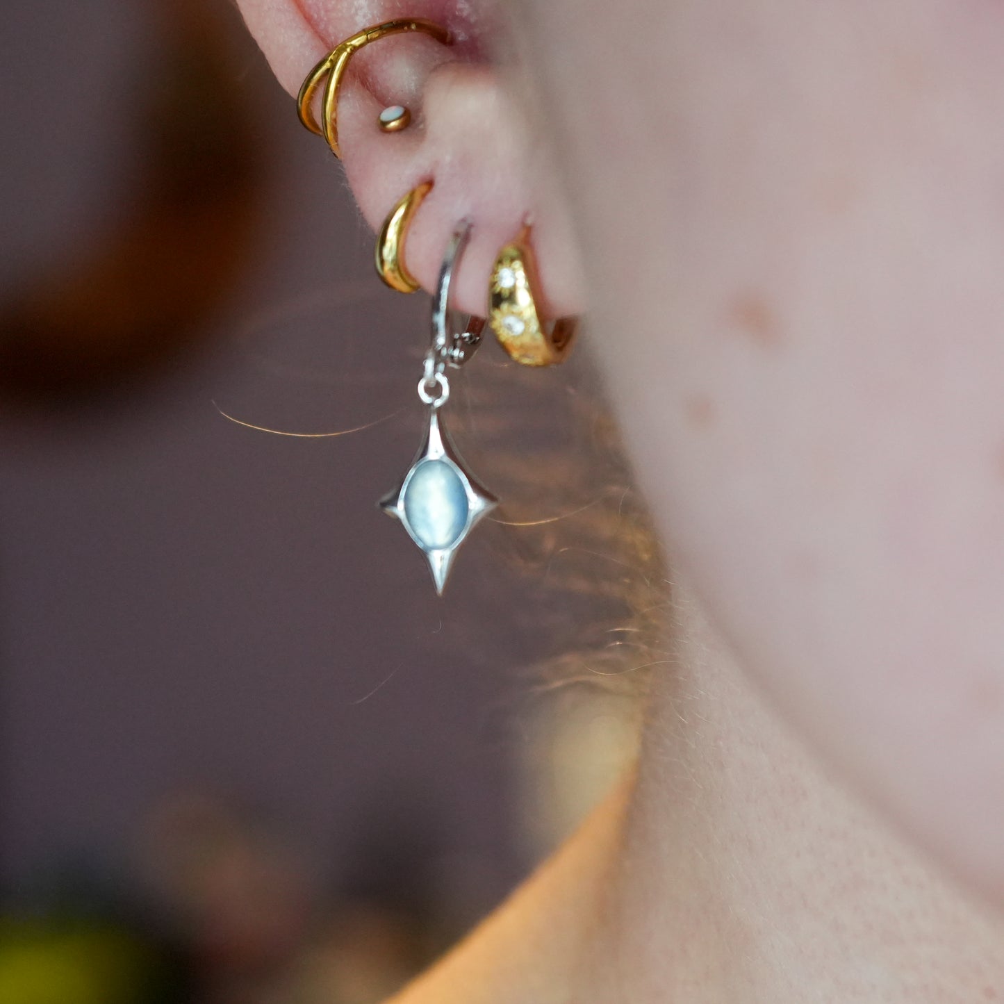 Northern Star Crystal Huggy Hoops