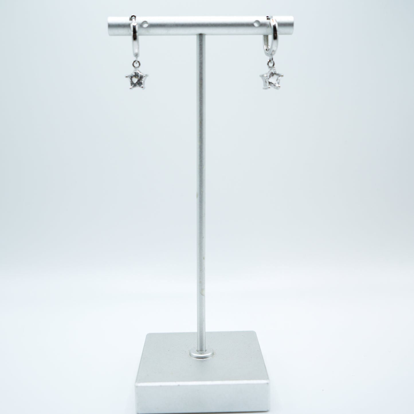 Clear Quartz Star Huggy Hoops