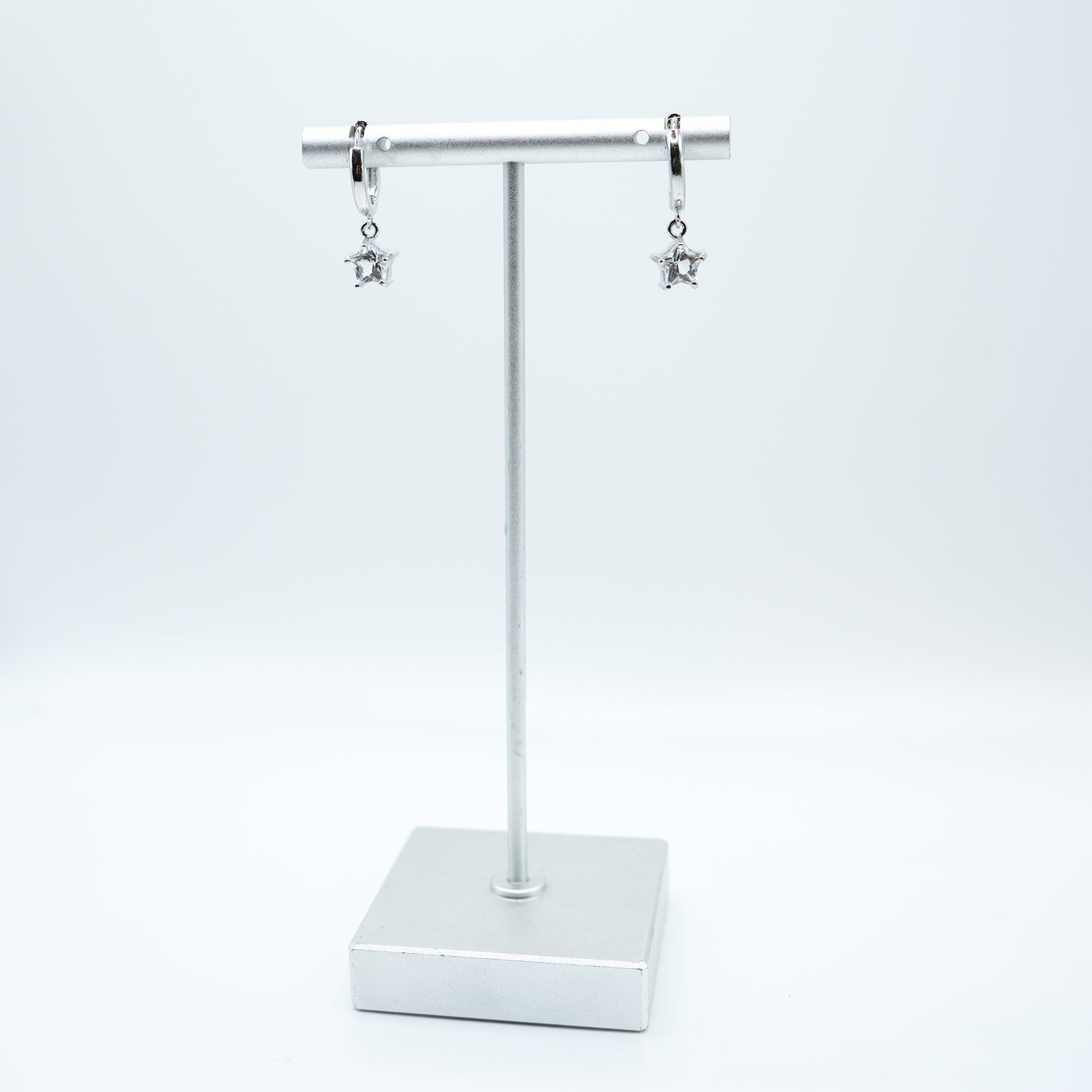 Clear Quartz Star Huggy Hoops