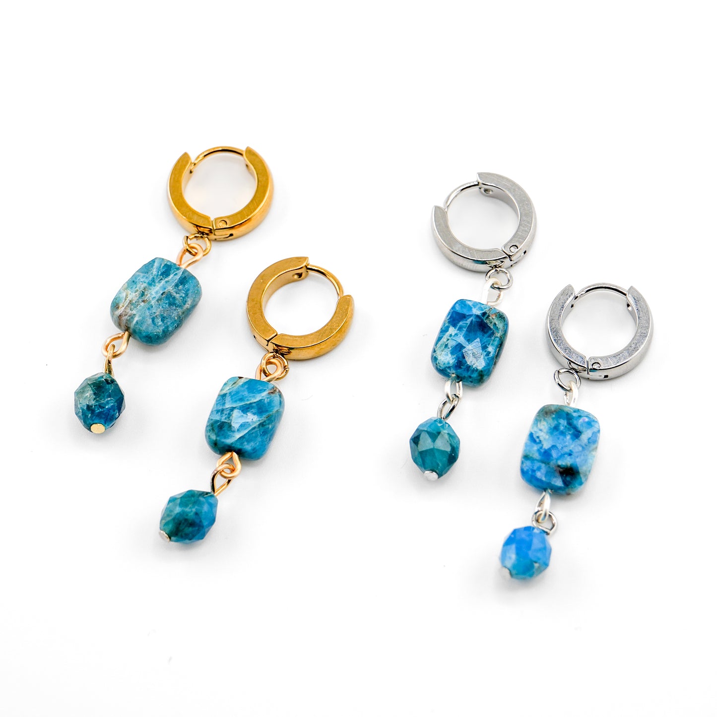 Clarity Blue Apatite Huggy Hoops