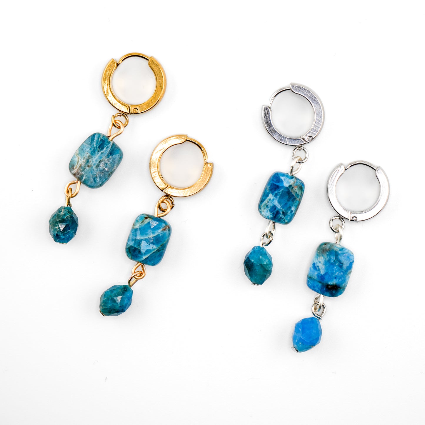 Clarity Blue Apatite Huggy Hoops