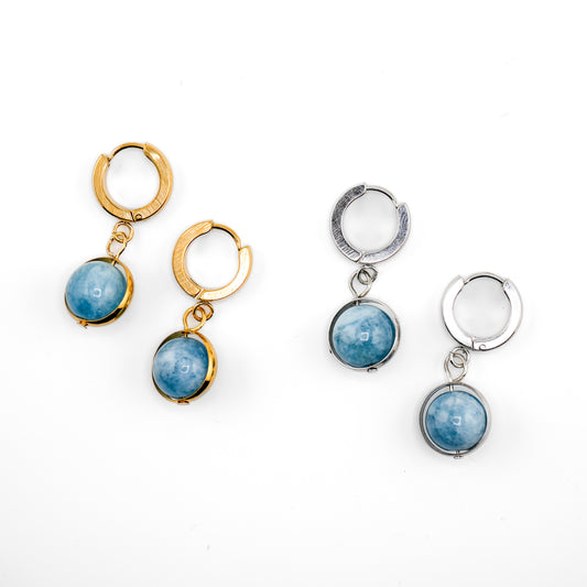 Soothing Sea Aquamarine Huggy Hoops