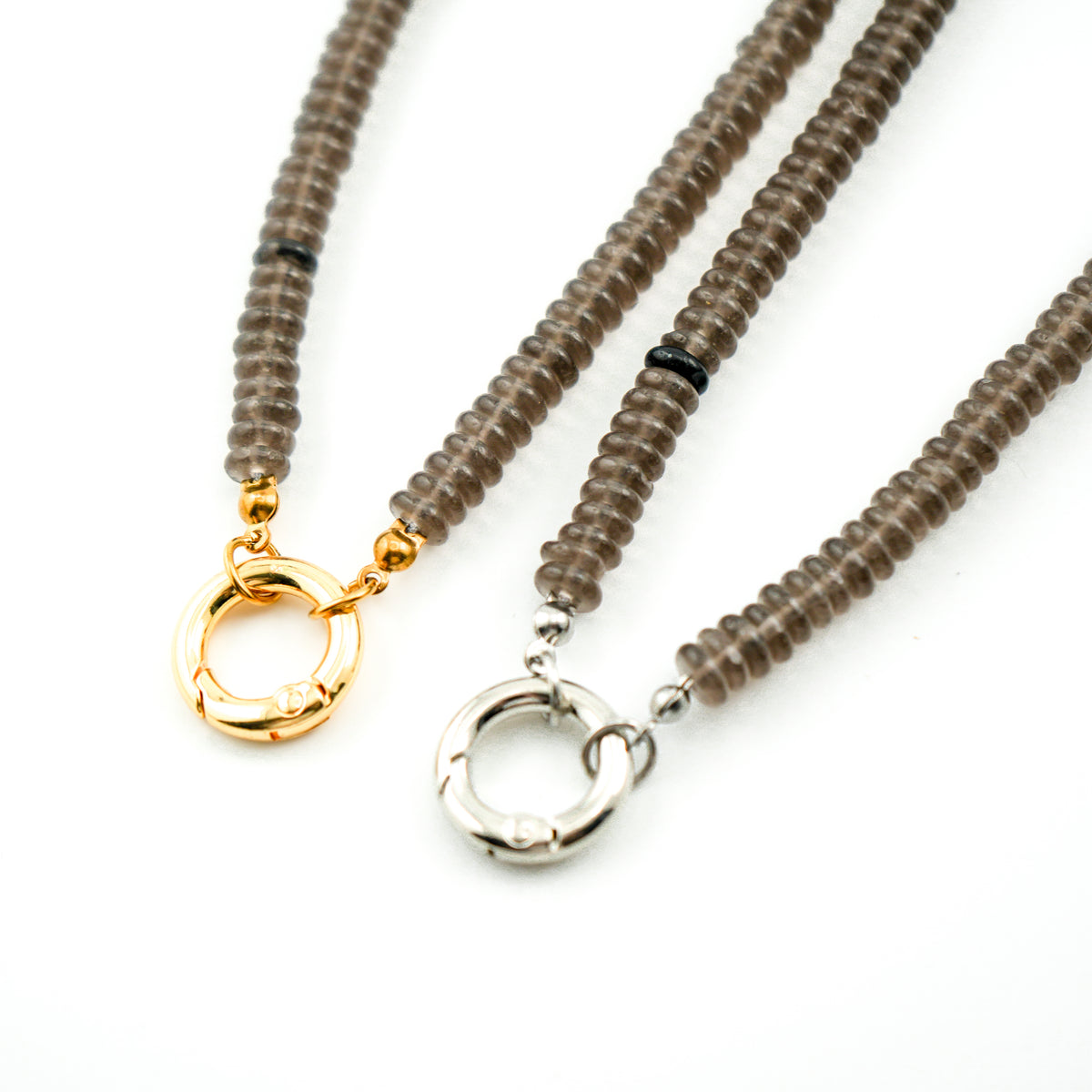 Centering Smoky Quartz Bold Carabiner Necklace