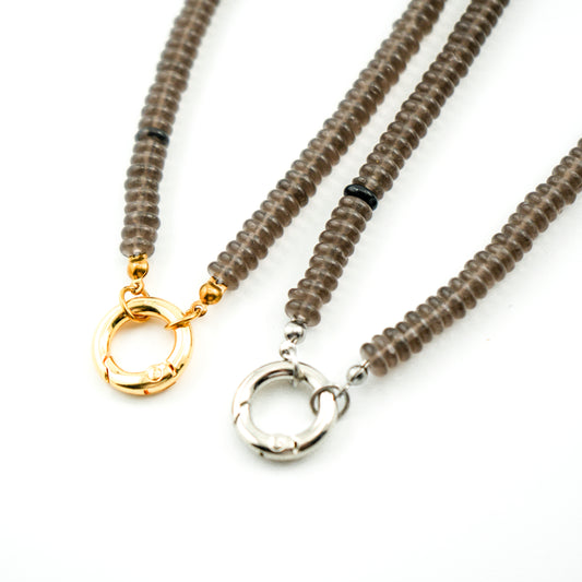 Centering Smoky Quartz Bold Carabiner Necklace