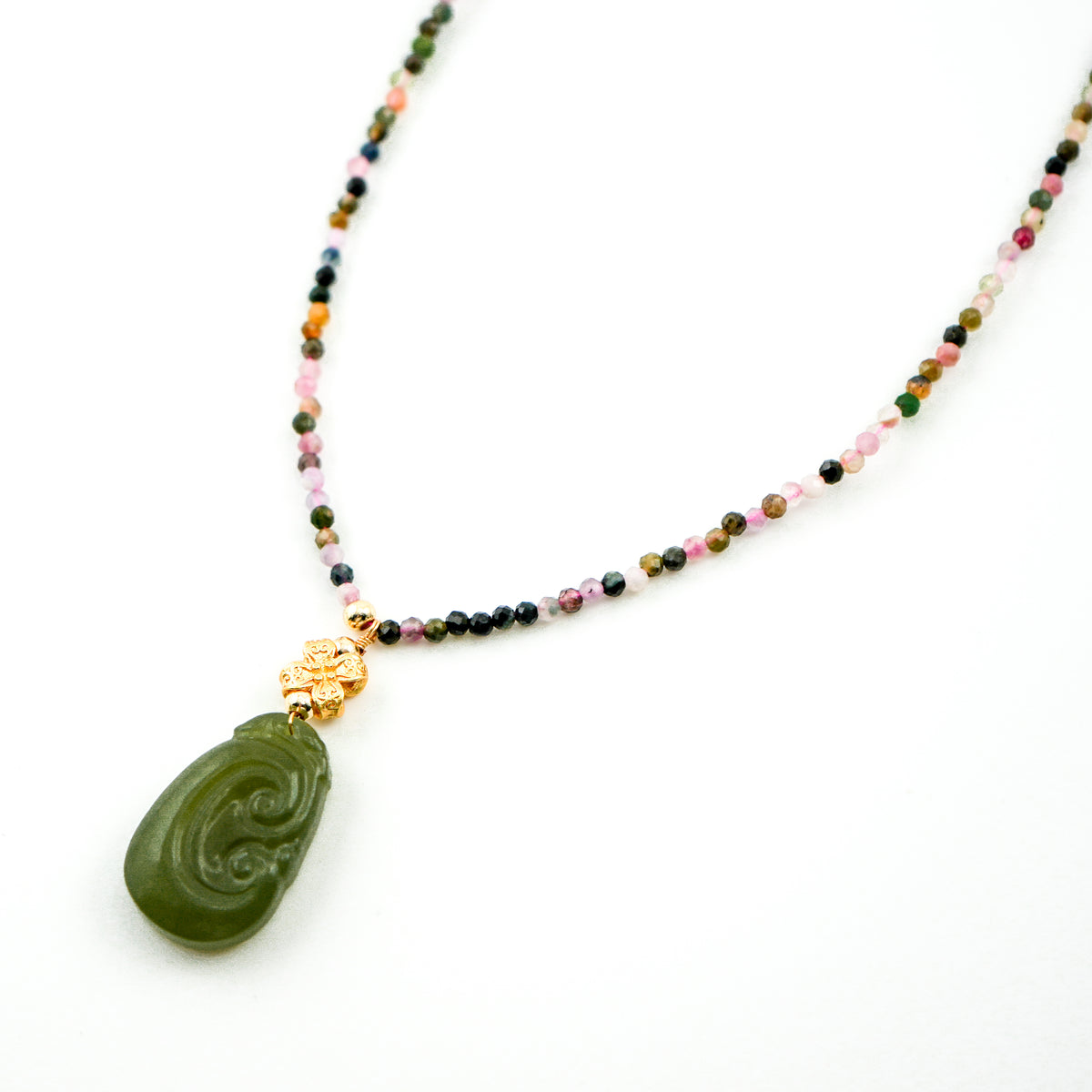 Good Fortune Tourmaline and Jade Necklace