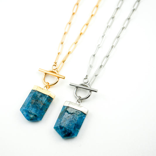 Awakened Blue Apatite Toggle Necklace