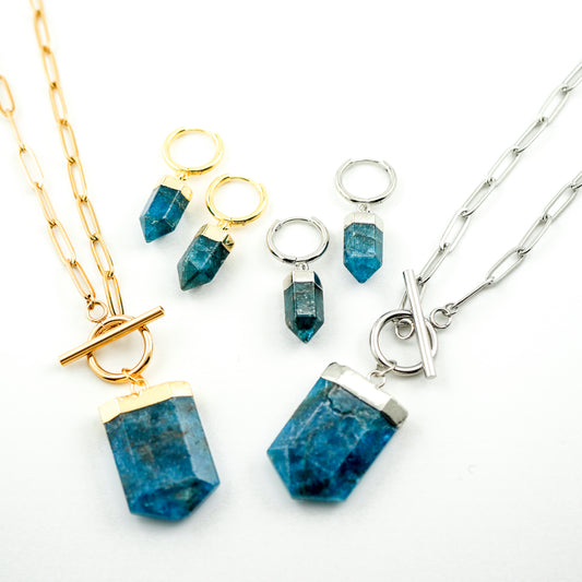 Awakened Blue Apatite Necklace and Earring Bundle