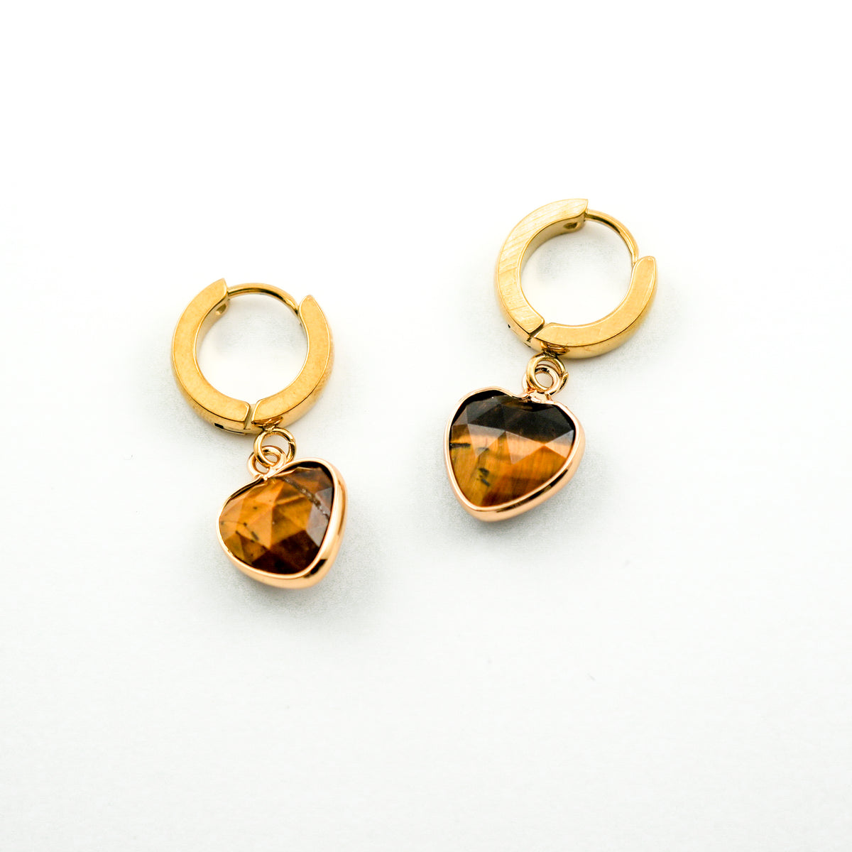 Guarded Heart Tiger's Eye Huggy Hoops