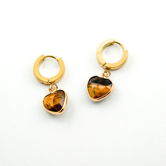 Guarded Heart Tiger's Eye Huggy Hoops