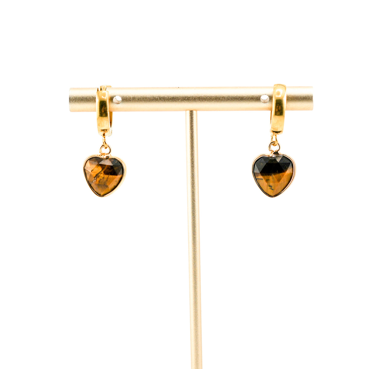 Guarded Heart Tiger's Eye Huggy Hoops
