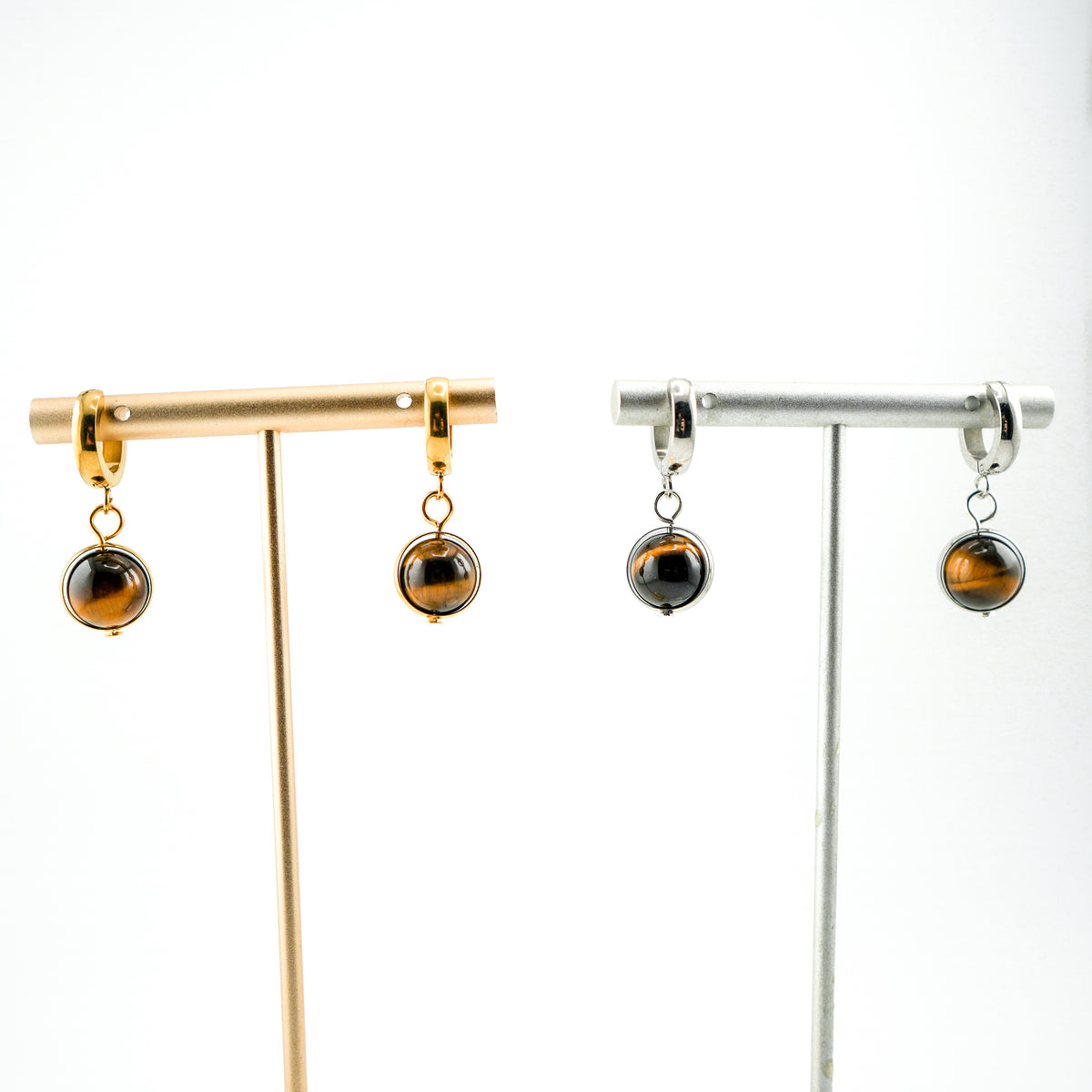 Mighty Tiger's Eye Huggy Hoops