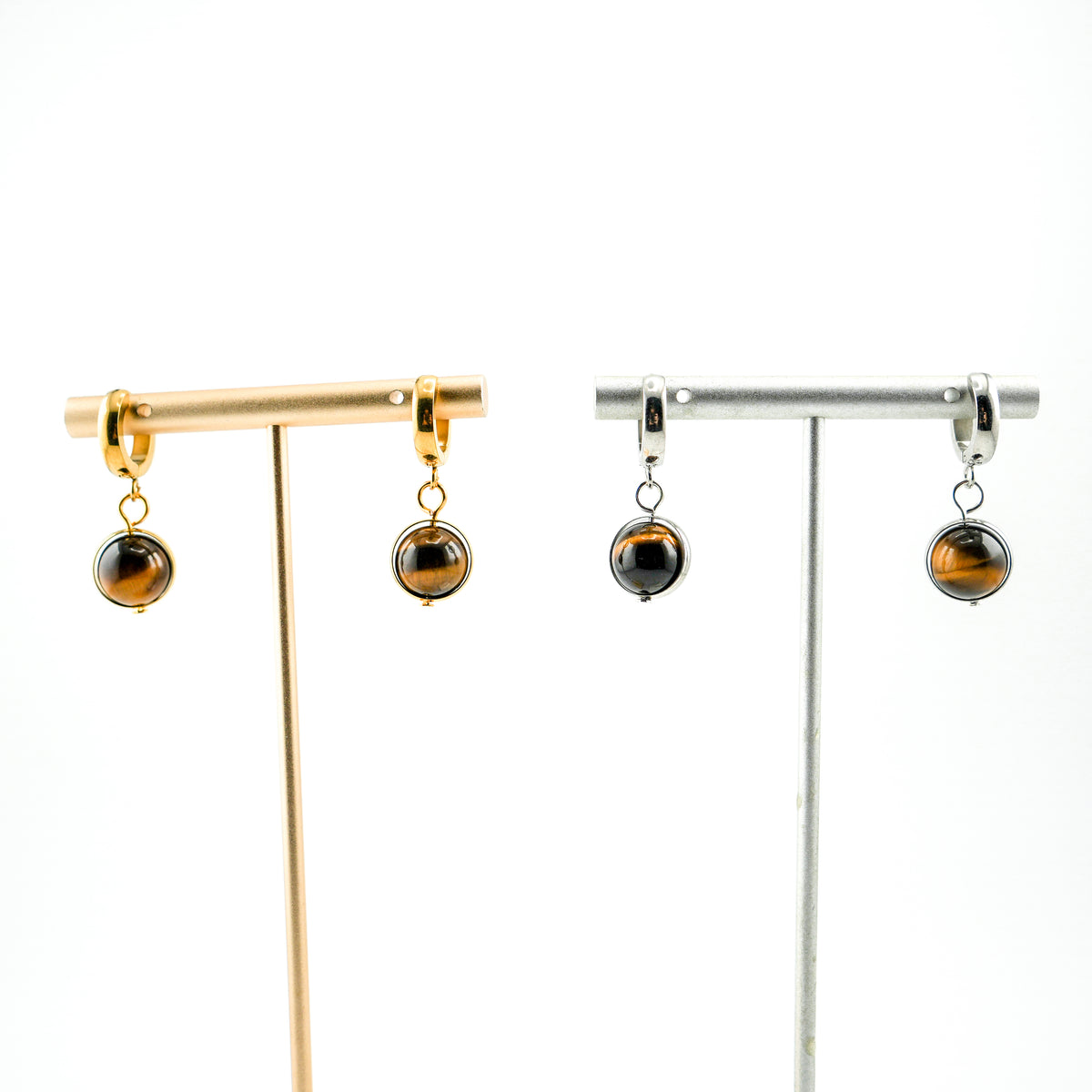 Mighty Tiger's Eye Huggy Hoops