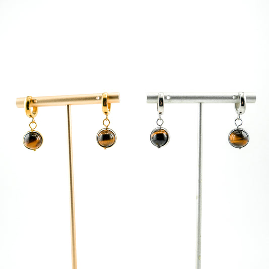 Mighty Tiger's Eye Huggy Hoops