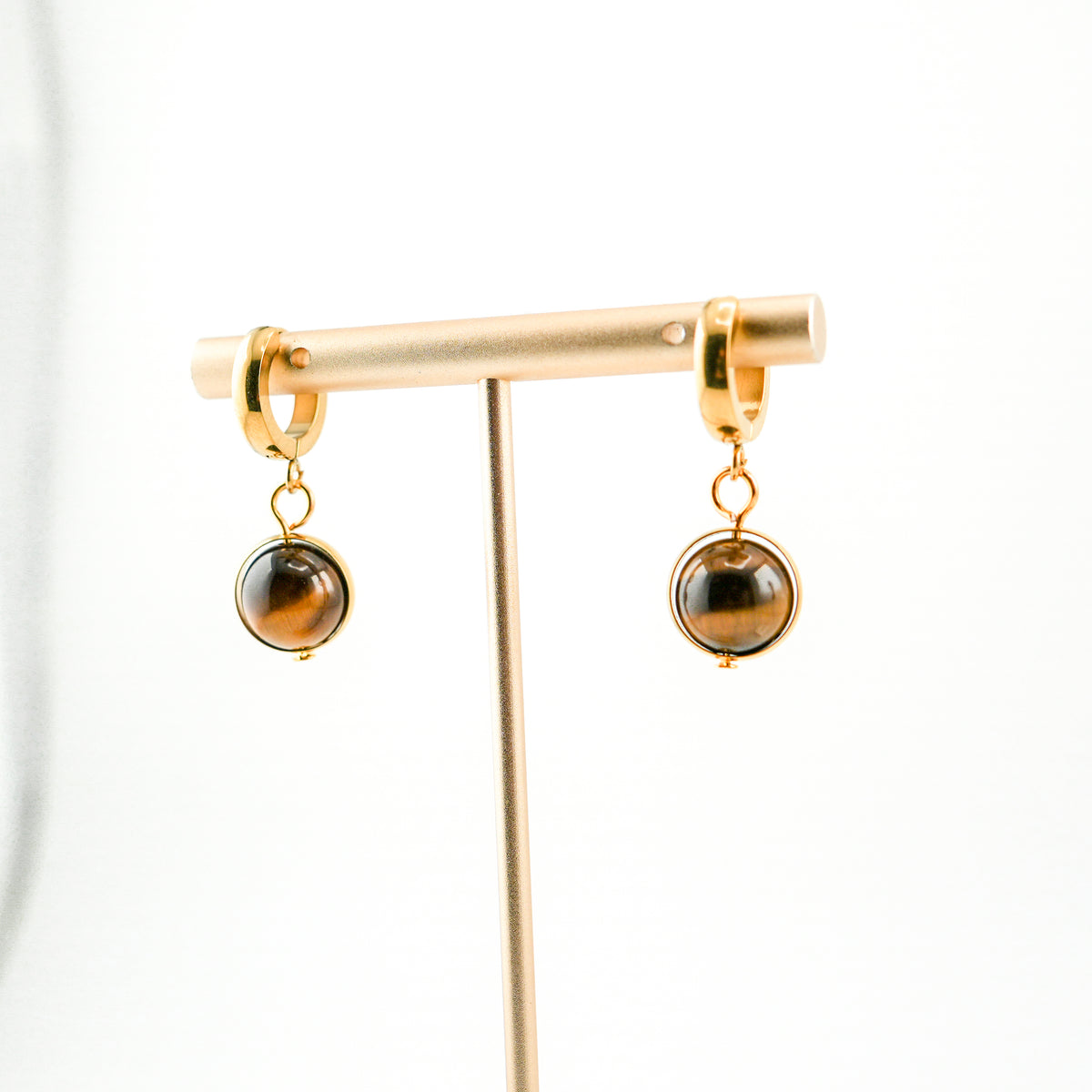 Mighty Tiger's Eye Huggy Hoops