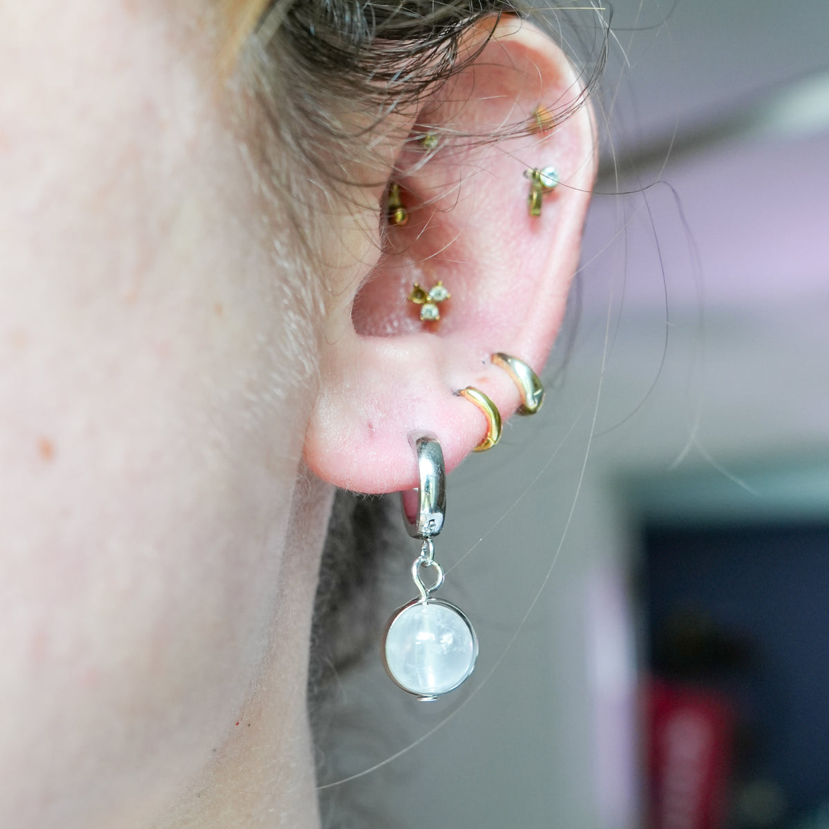 Inner Peace Moonstone Huggy Hoops