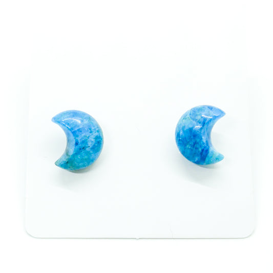 Blue Apatite Moon Studs