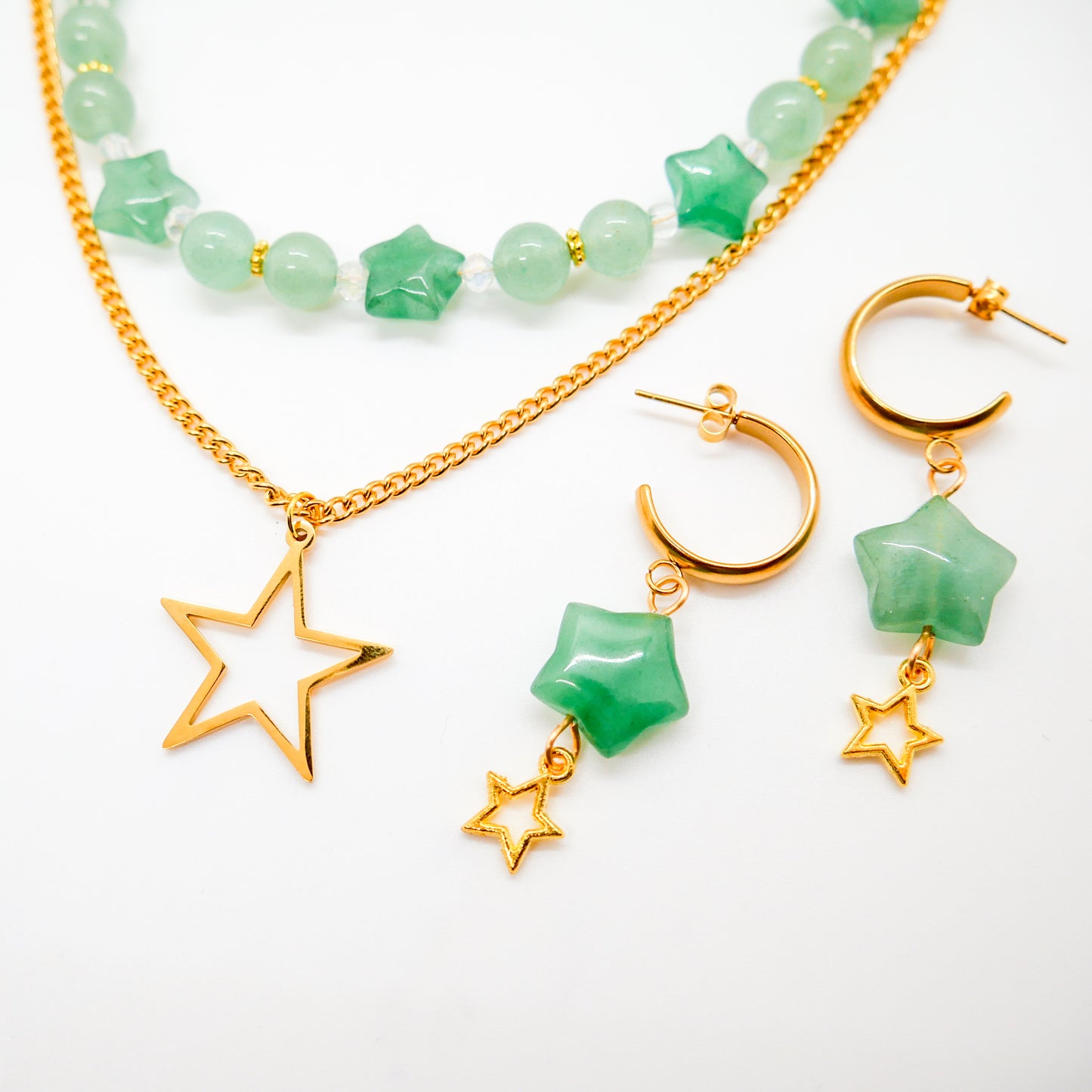 Green Aventurine Star Earrings