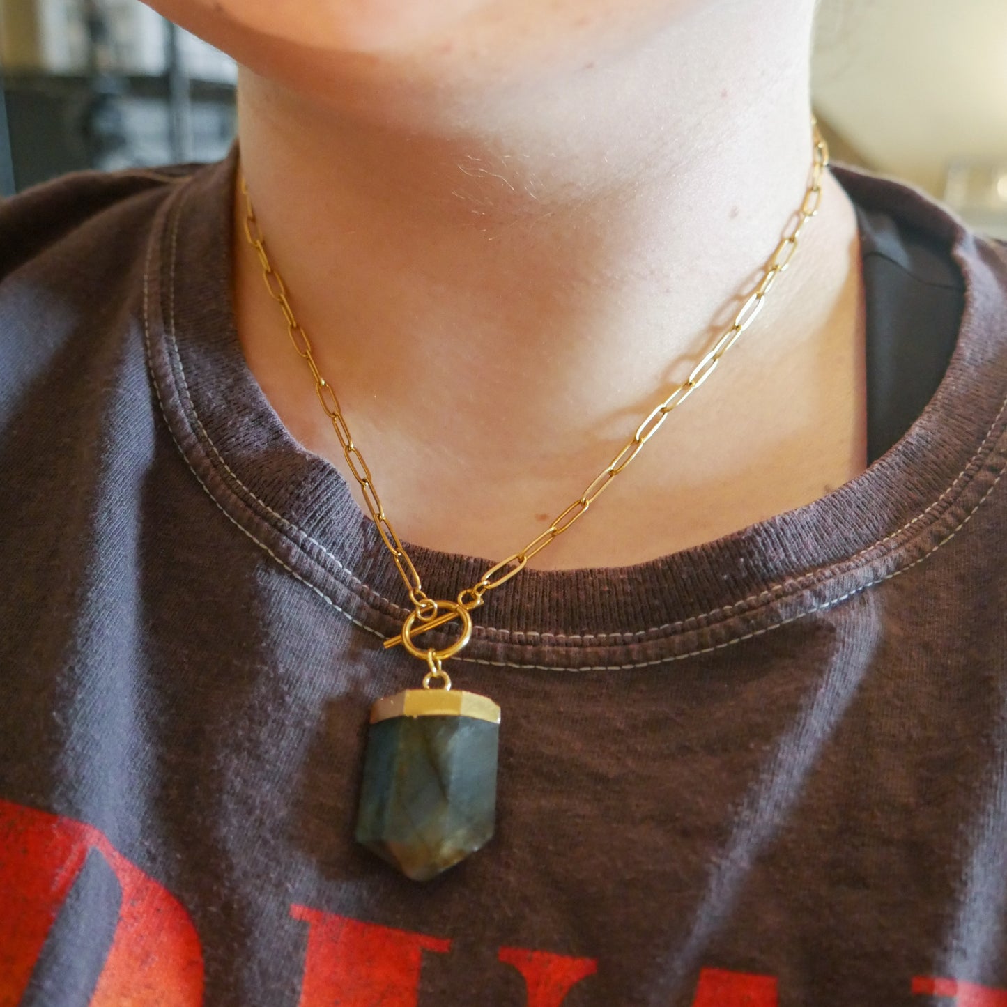 PRE-ORDER Enchanted Chunky Labradorite Toggle Necklace