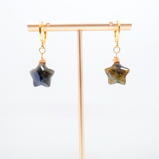 Labradorite Star Huggy Hoops