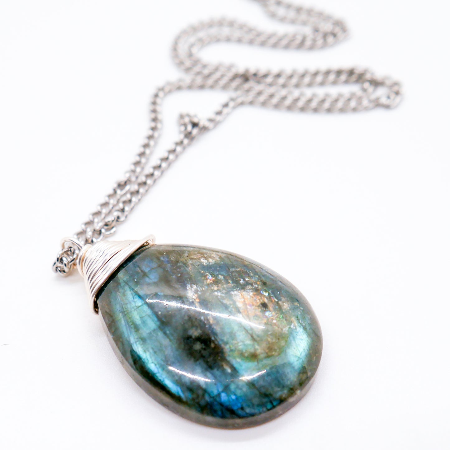 Elemental Wire Wrapped Labradorite Necklace