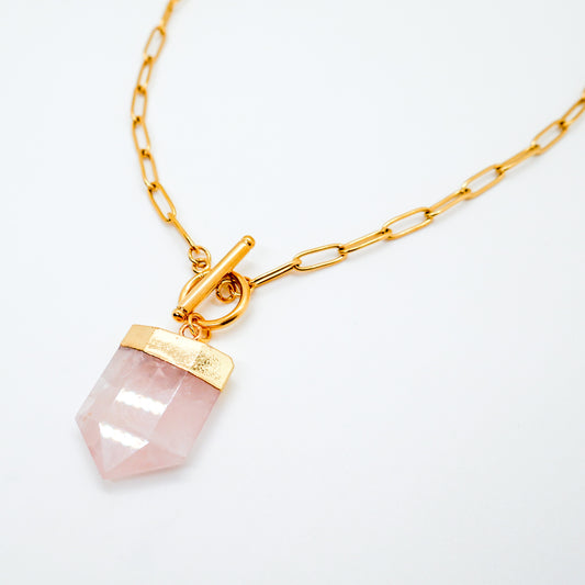 Smitten Rose Quartz Toggle Necklace