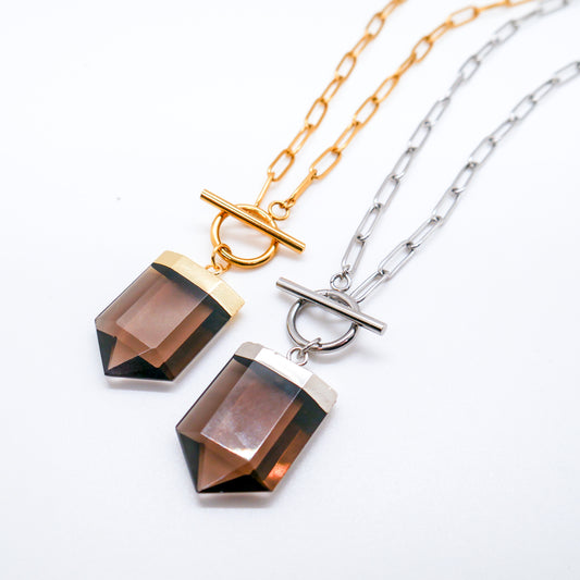 Grounding Smoky Quartz Toggle Necklace