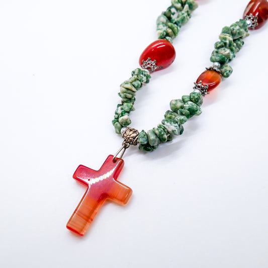 Roots of Passion Carnelian and Tree Agate Necklace