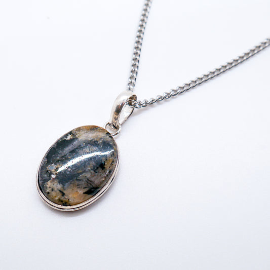 Midnight Grounding Larvikite Pendant Necklace