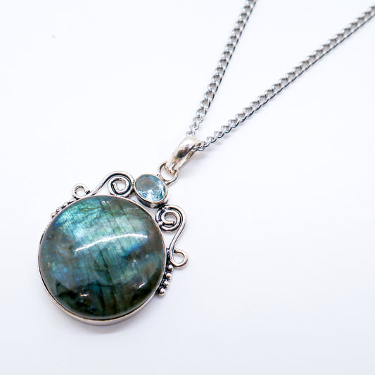 Clarity Labradorite and Blue Topaz Necklace