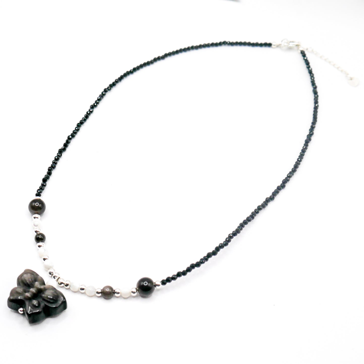 Butterfly Silver Obsidian Necklace