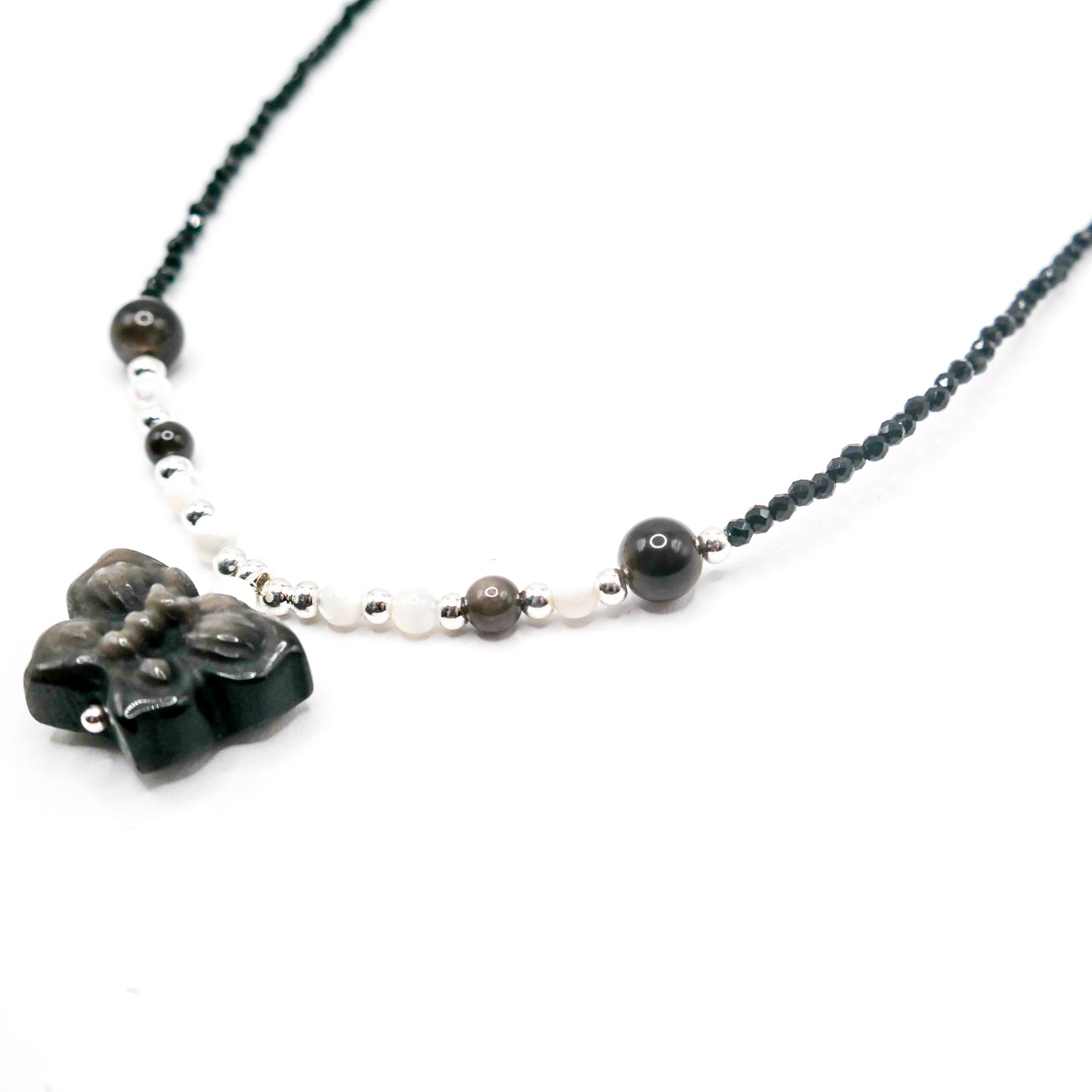 Butterfly Silver Obsidian Necklace