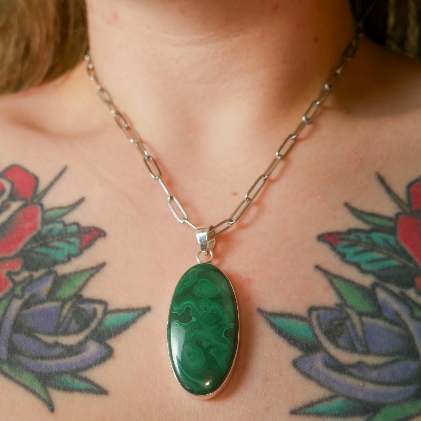 Oval Malachite necklace