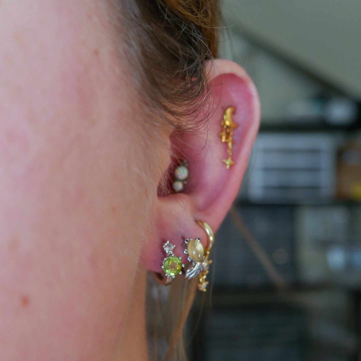 Peridot Huggy Hoops