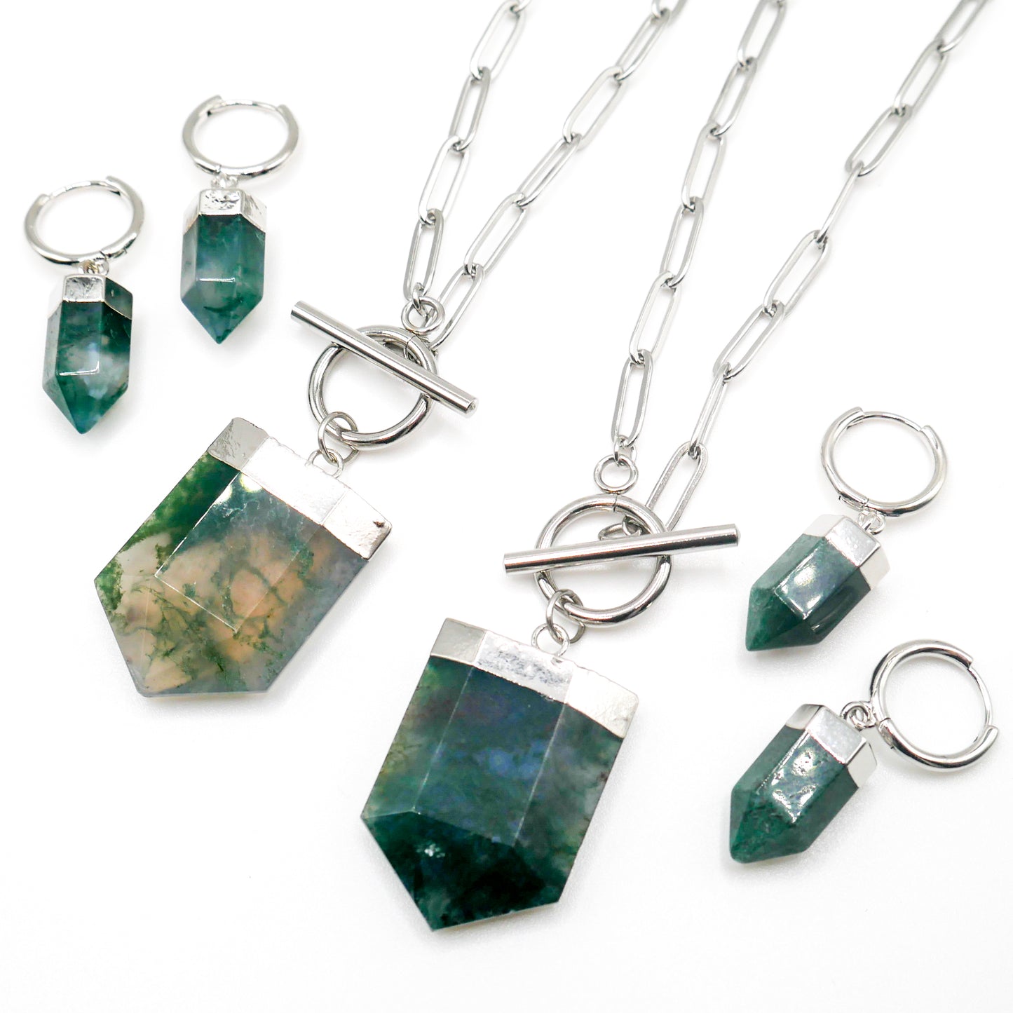 Flourish Moss Agate Necklace and Earring Bundle