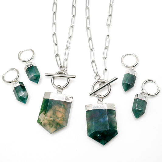 Flourish Moss Agate Necklace and Earring Bundle