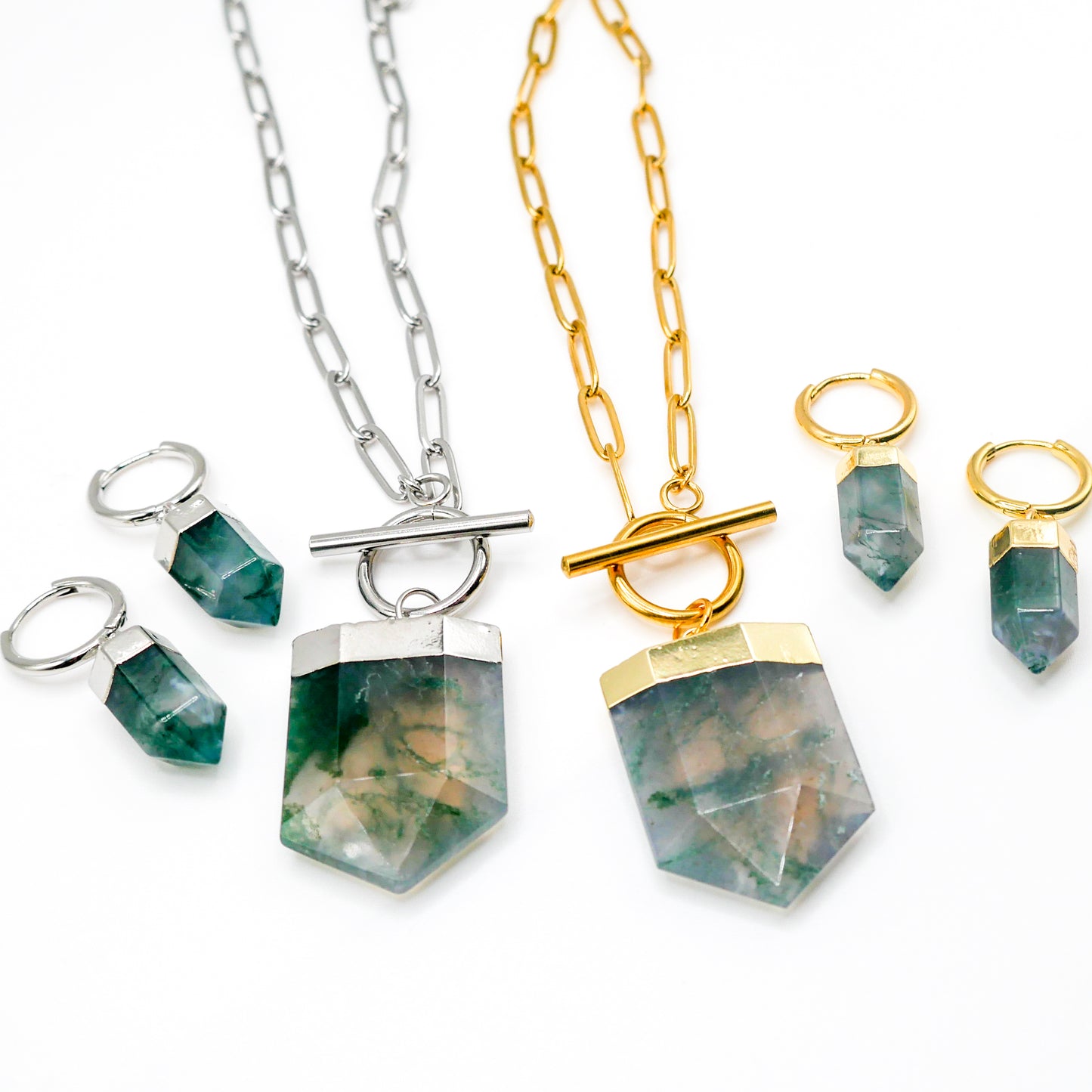 Flourish Moss Agate Necklace and Earring Bundle