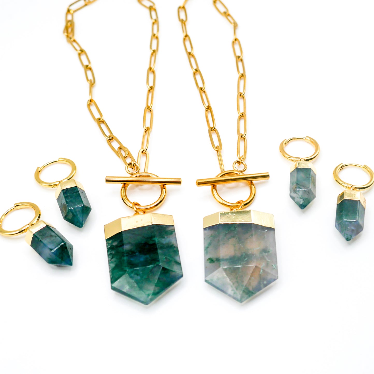Flourish Moss Agate Necklace and Earring Bundle