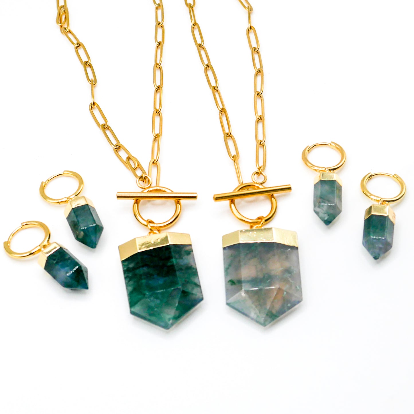 Flourish Moss Agate Necklace and Earring Bundle