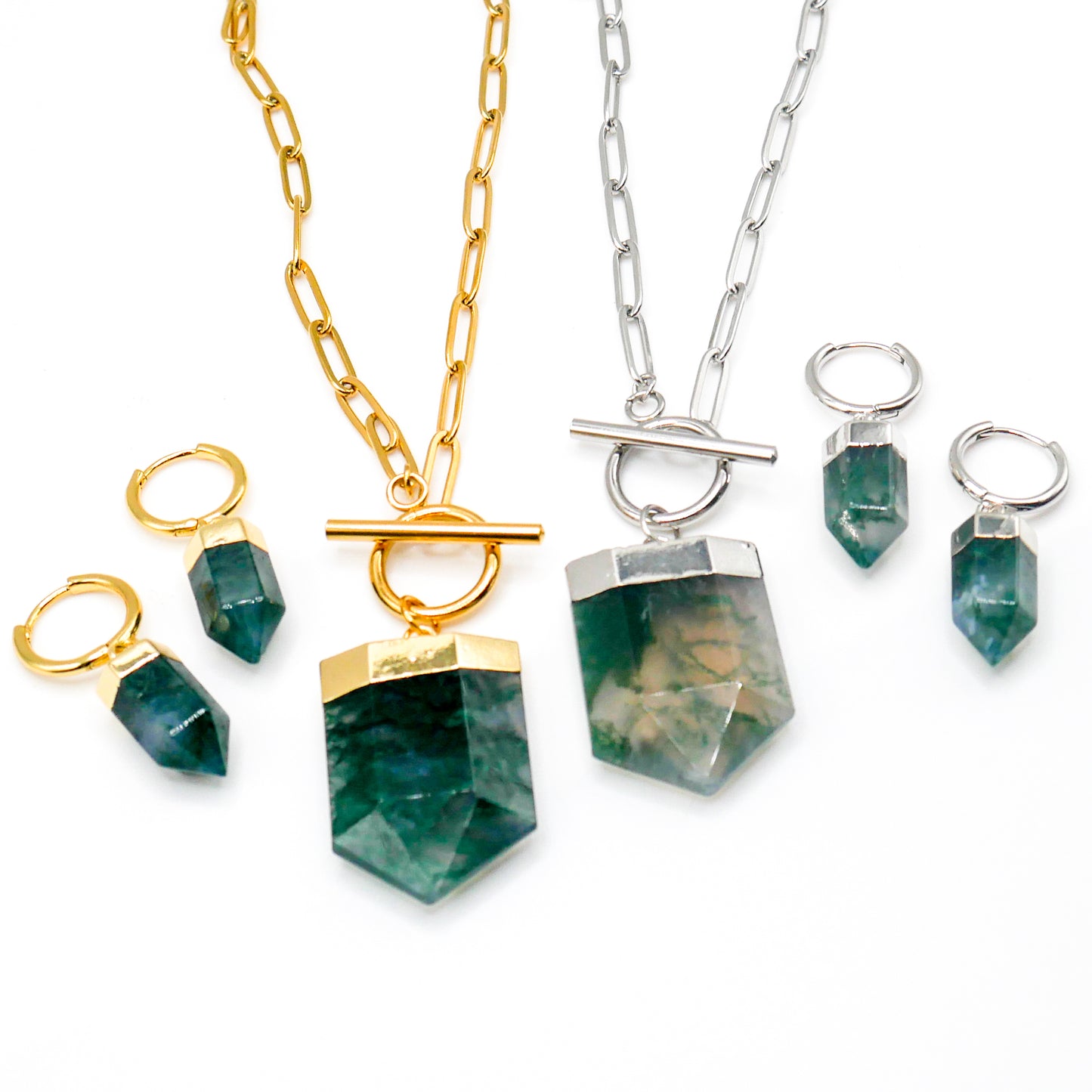 Flourish Moss Agate Necklace and Earring Bundle